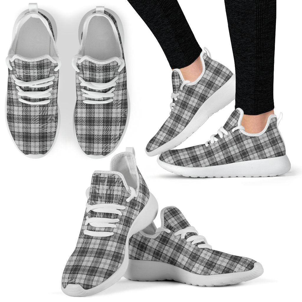 Douglas Grey Modern Tartan Plaid Mesh Knit Sneakers