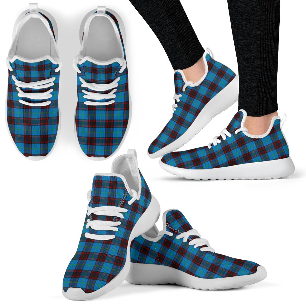 Home Ancient Tartan Plaid Mesh Knit Sneakers