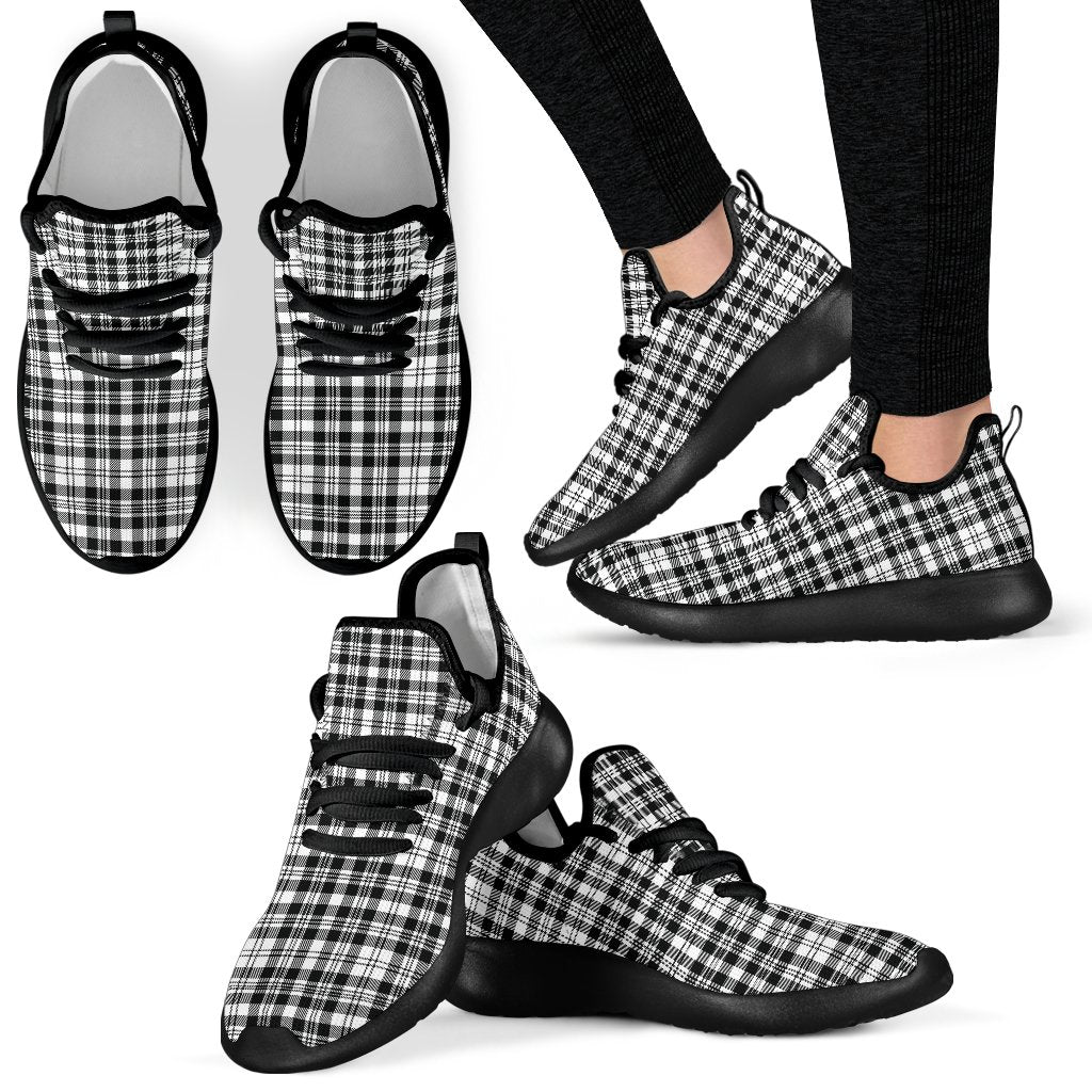 Scott Black & White Modern Tartan Plaid Mesh Knit Sneakers