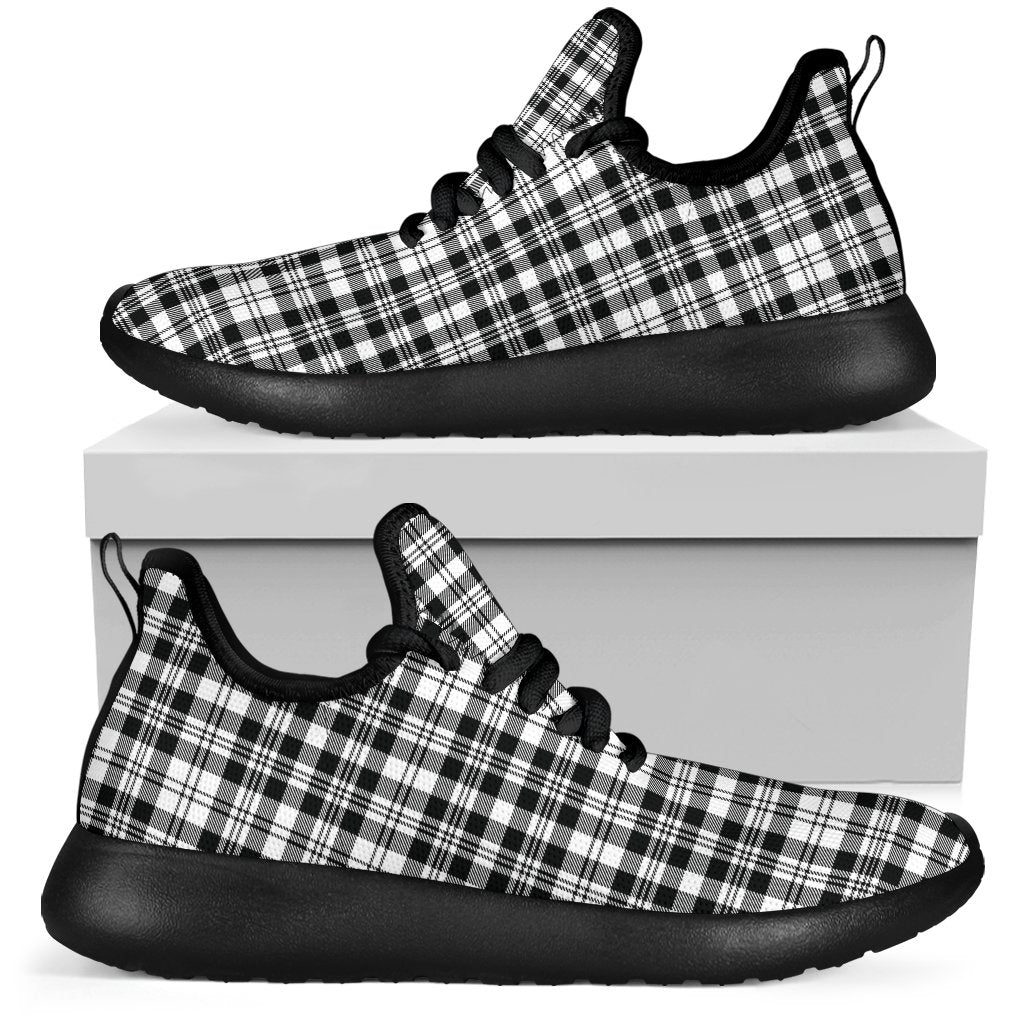 Scott Black & White Modern Tartan Plaid Mesh Knit Sneakers