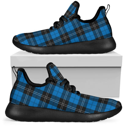 Ramsay Blue Ancient Tartan Plaid Mesh Knit Sneakers