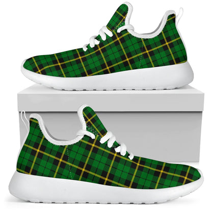 Wallace Hunting - Green Tartan Plaid Mesh Knit Sneakers