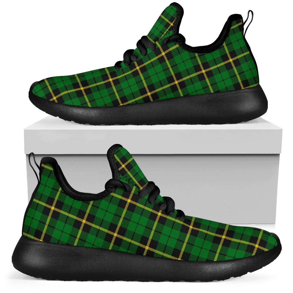 Wallace Hunting - Green Tartan Plaid Mesh Knit Sneakers