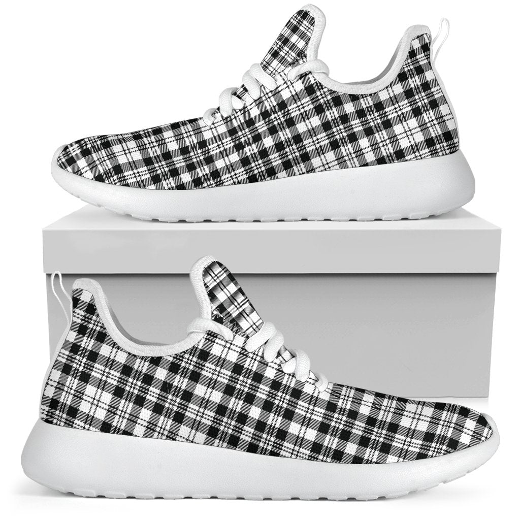 Scott Black & White Modern Tartan Plaid Mesh Knit Sneakers