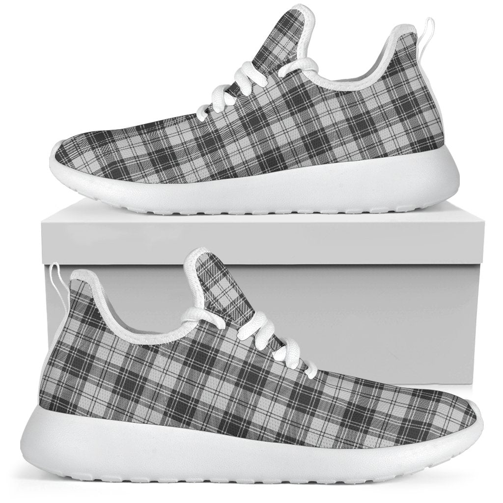 Douglas Grey Modern Tartan Plaid Mesh Knit Sneakers