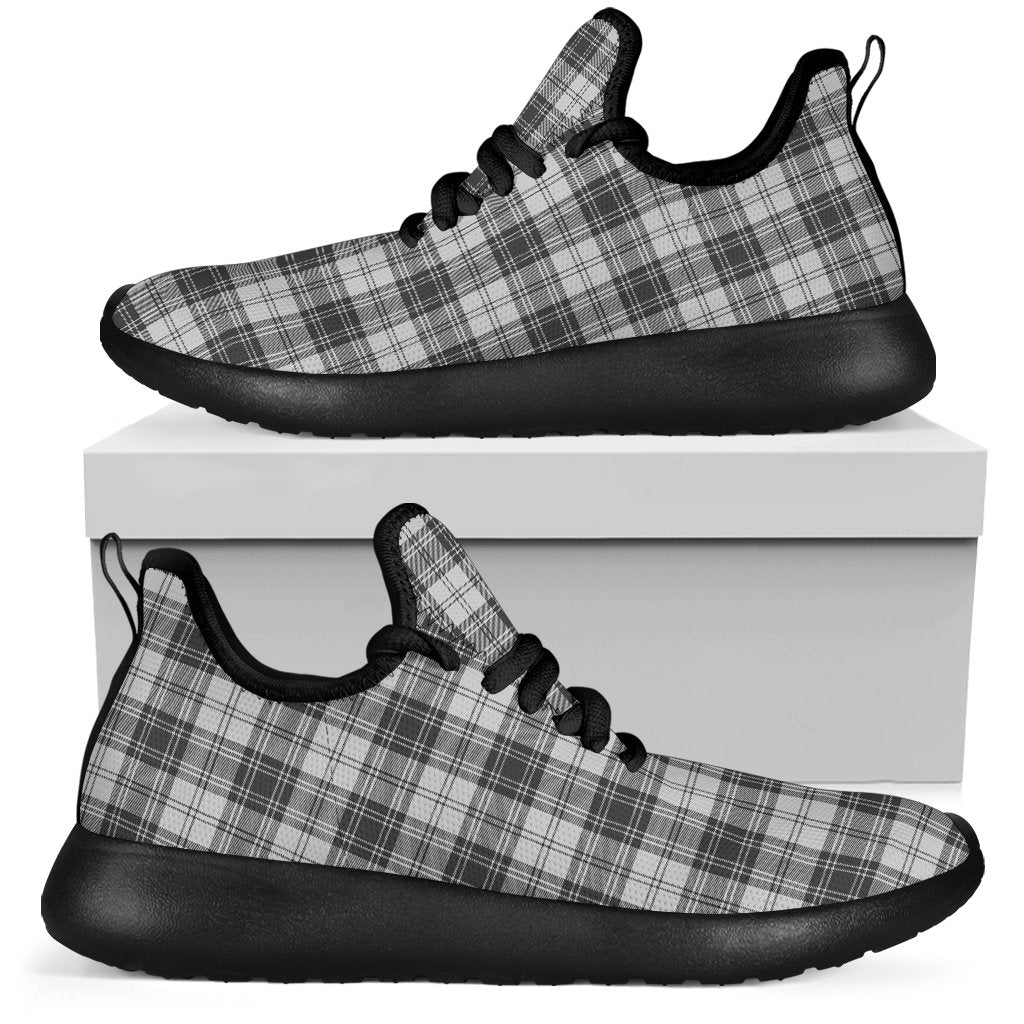 Douglas Grey Modern Tartan Plaid Mesh Knit Sneakers