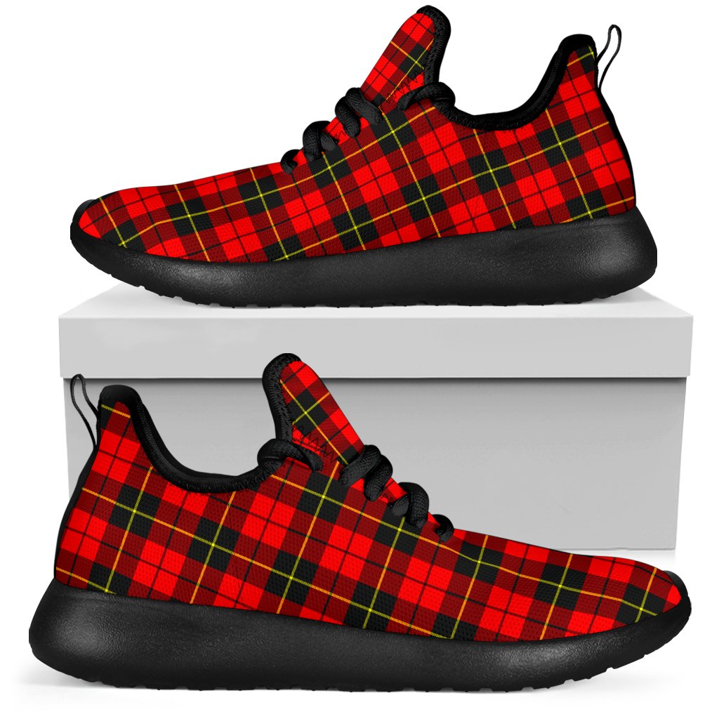 Wallace Hunting - Red Tartan Plaid Mesh Knit Sneakers