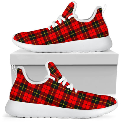 Wallace Hunting - Red Tartan Plaid Mesh Knit Sneakers