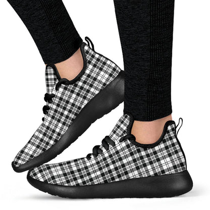 Scott Black & White Modern Tartan Plaid Mesh Knit Sneakers