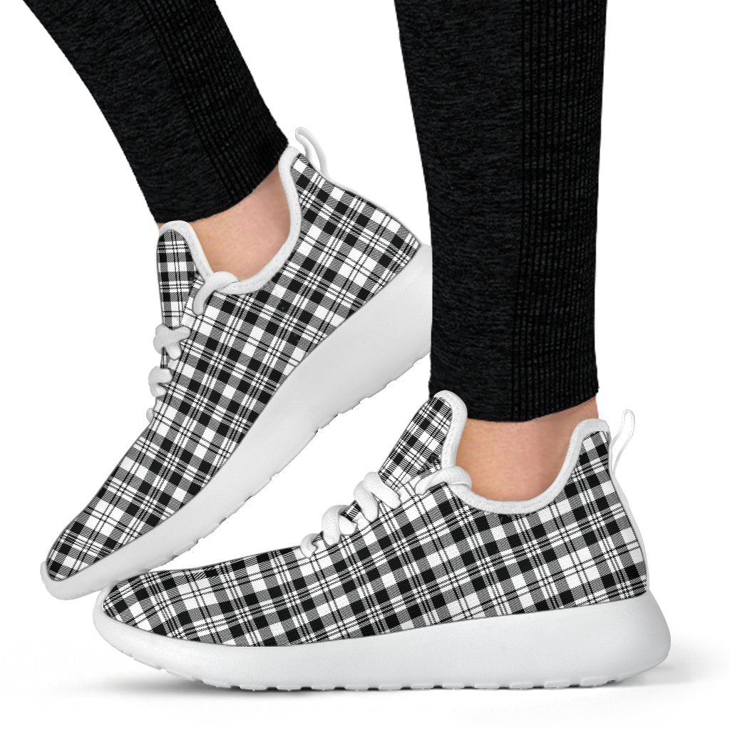 Scott Black & White Modern Tartan Plaid Mesh Knit Sneakers