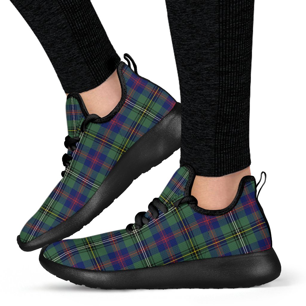 Wood Modern Tartan Plaid Mesh Knit Sneakers