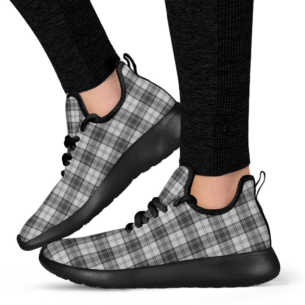 Douglas Grey Modern Tartan Plaid Mesh Knit Sneakers