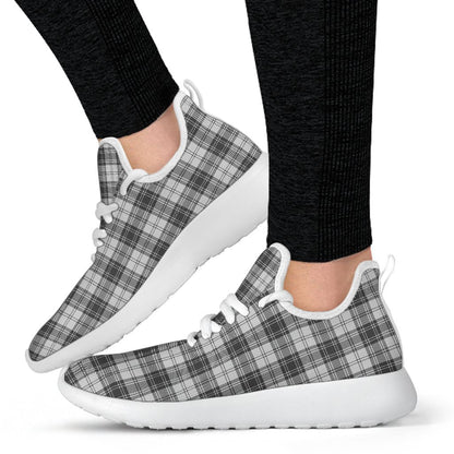 Douglas Grey Modern Tartan Plaid Mesh Knit Sneakers