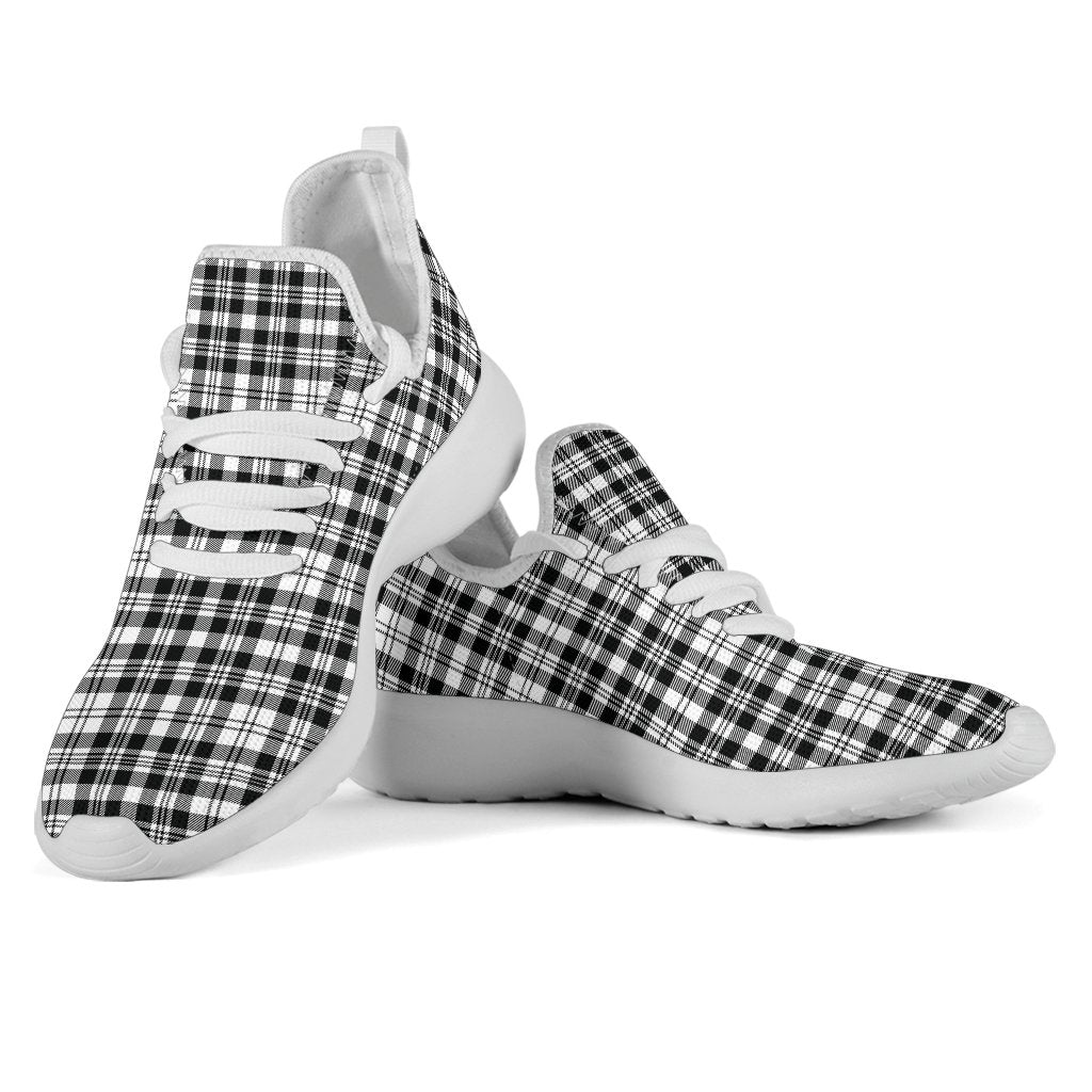 Scott Black & White Modern Tartan Plaid Mesh Knit Sneakers