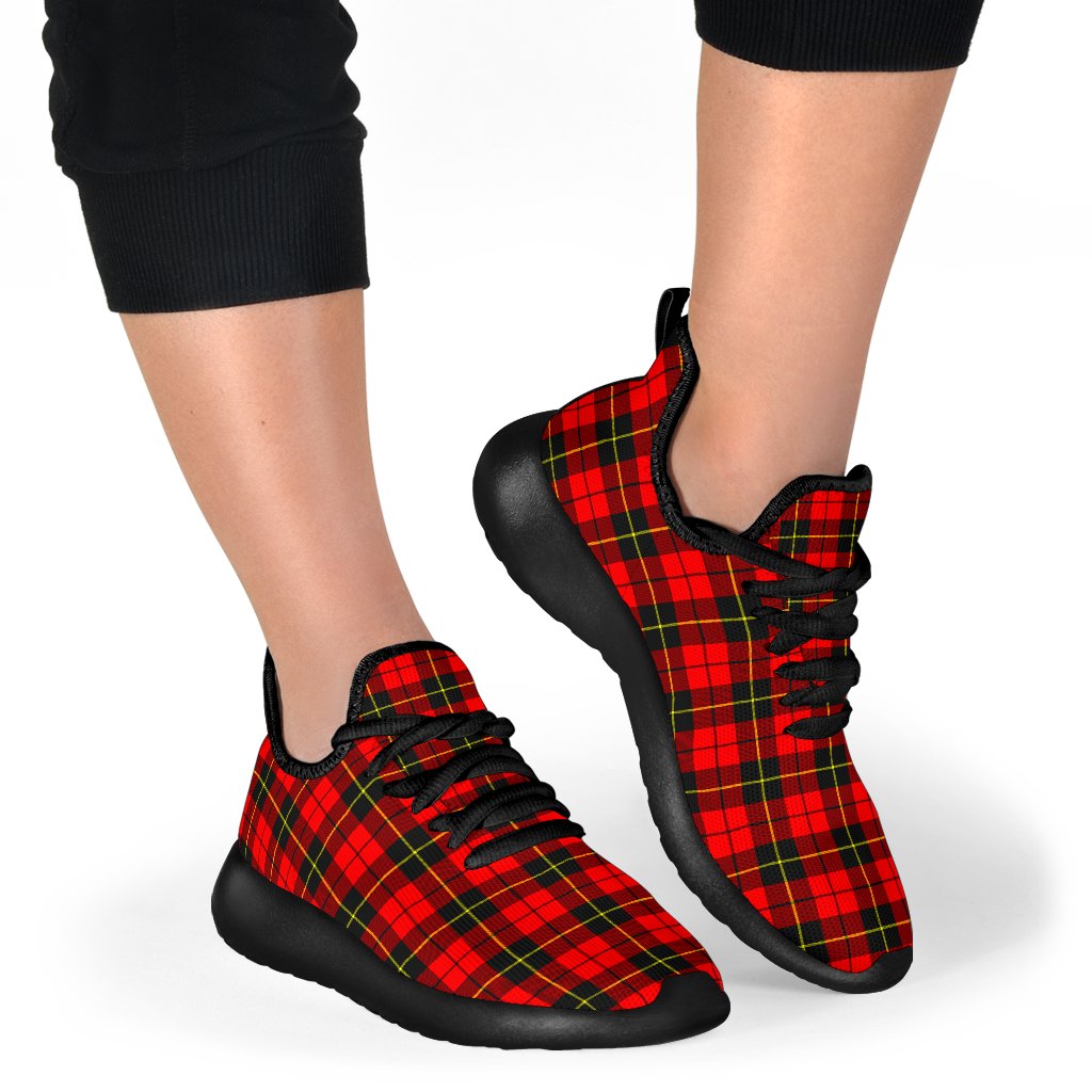 Wallace Hunting - Red Tartan Plaid Mesh Knit Sneakers