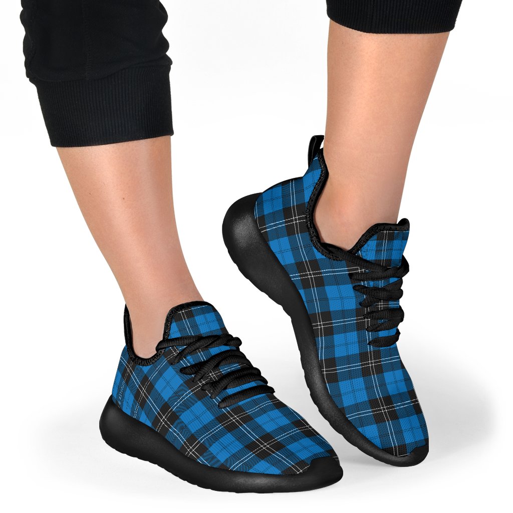 Ramsay Blue Ancient Tartan Plaid Mesh Knit Sneakers