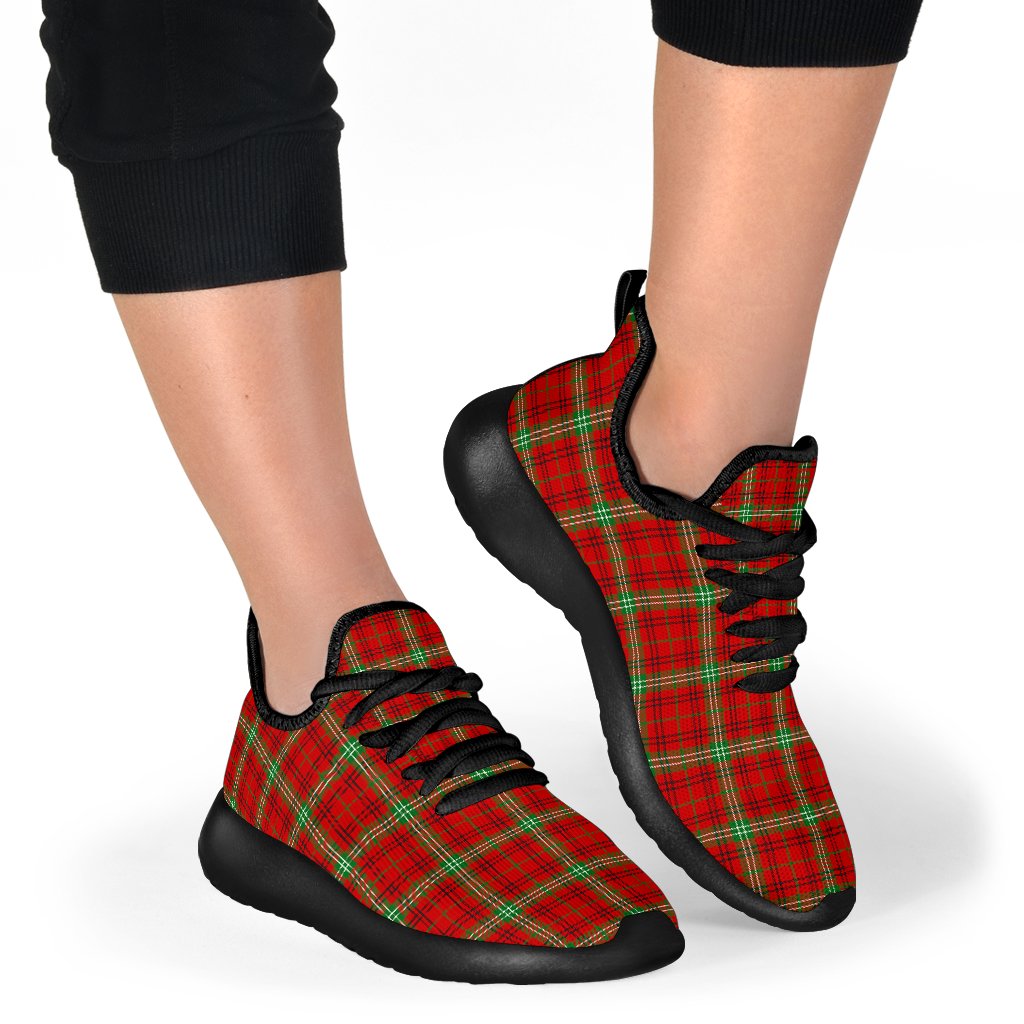 Morrison Red Modern Tartan Plaid Mesh Knit Sneakers