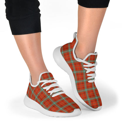 Morrison Red Ancient Tartan Plaid Mesh Knit Sneakers