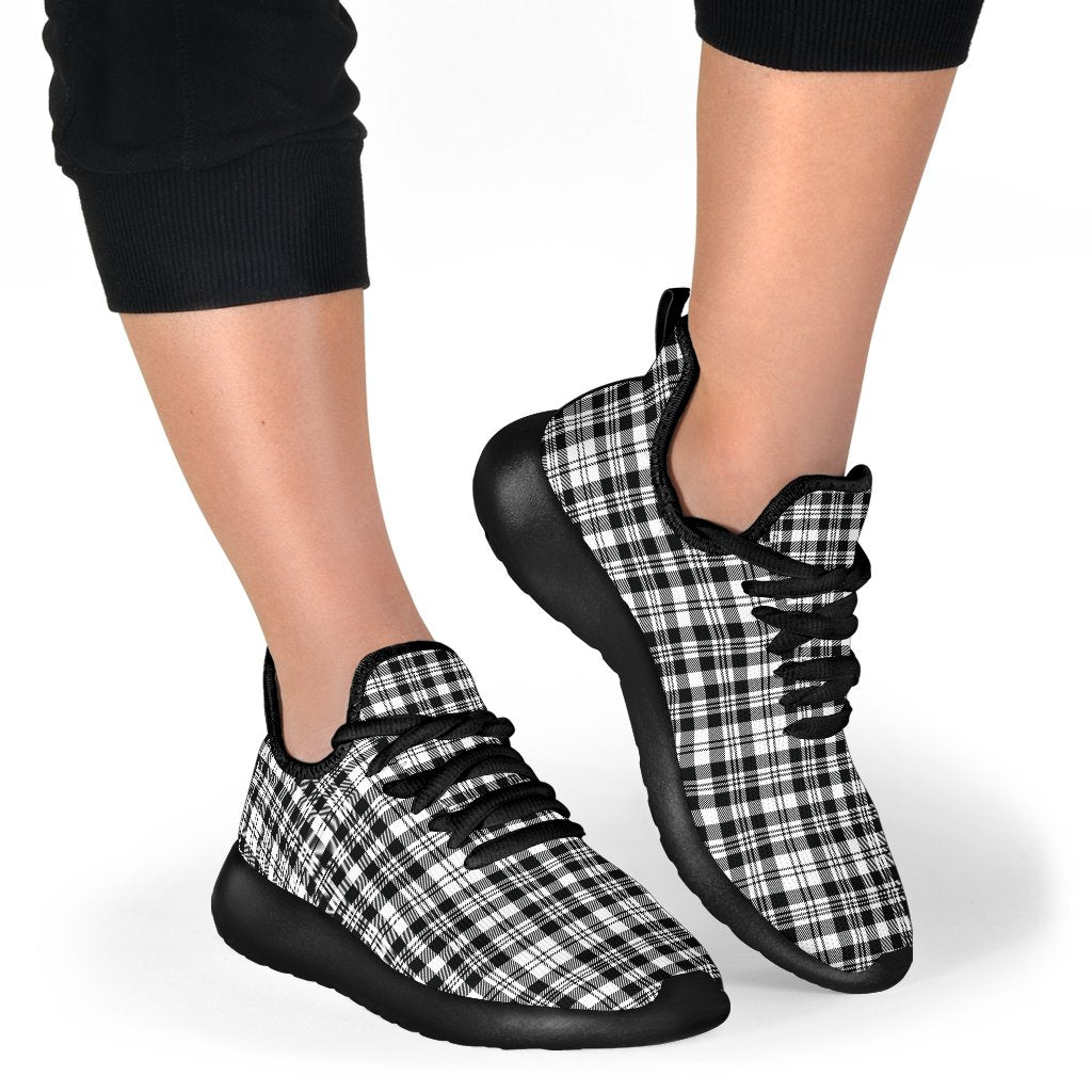 Scott Black & White Modern Tartan Plaid Mesh Knit Sneakers