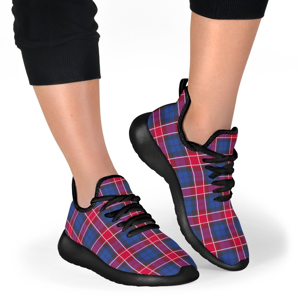 Graham of Menteith Red Tartan Plaid Mesh Knit Sneakers