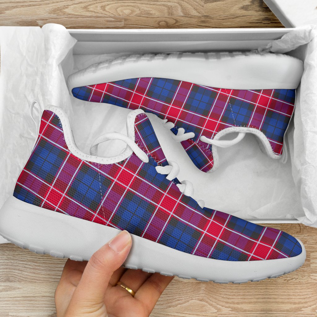 Graham of Menteith Red Tartan Plaid Mesh Knit Sneakers