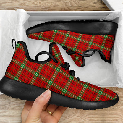 Morrison Red Modern Tartan Plaid Mesh Knit Sneakers