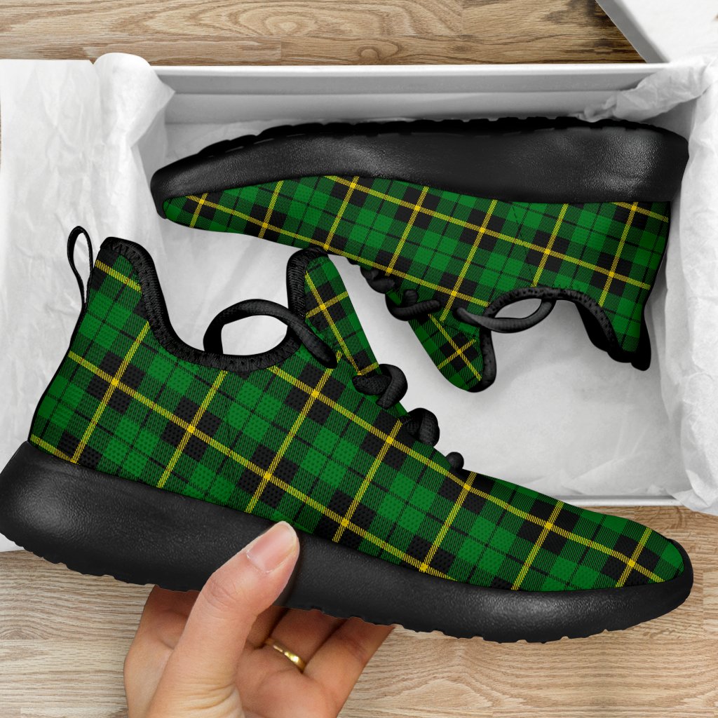 Wallace Hunting - Green Tartan Plaid Mesh Knit Sneakers