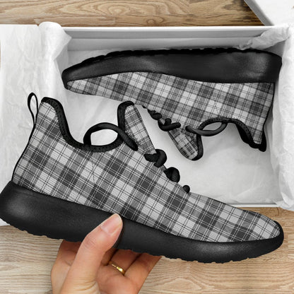 Douglas Grey Modern Tartan Plaid Mesh Knit Sneakers