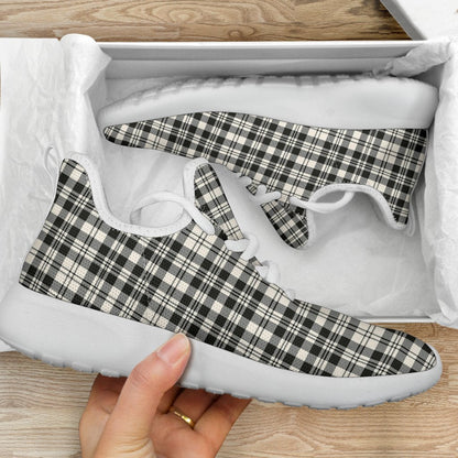 Scott Black & White Ancient Tartan Plaid Mesh Knit Sneakers