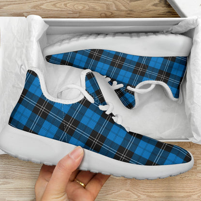 Ramsay Blue Ancient Tartan Plaid Mesh Knit Sneakers