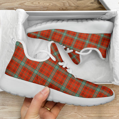 Morrison Red Ancient Tartan Plaid Mesh Knit Sneakers