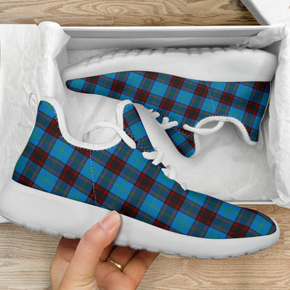 Home Ancient Tartan Plaid Mesh Knit Sneakers