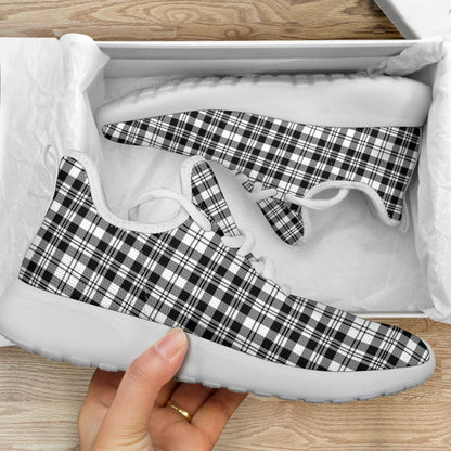 Scott Black & White Modern Tartan Plaid Mesh Knit Sneakers