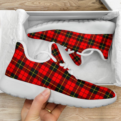 Wallace Hunting - Red Tartan Plaid Mesh Knit Sneakers