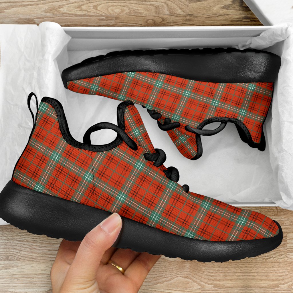 Morrison Red Ancient Tartan Plaid Mesh Knit Sneakers