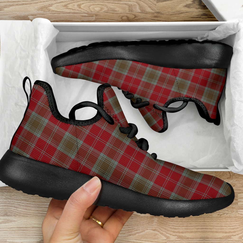 Lindsay Weathered Tartan Plaid Mesh Knit Sneakers