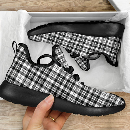 Scott Black & White Modern Tartan Plaid Mesh Knit Sneakers