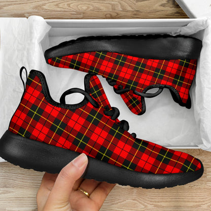 Wallace Hunting - Red Tartan Plaid Mesh Knit Sneakers