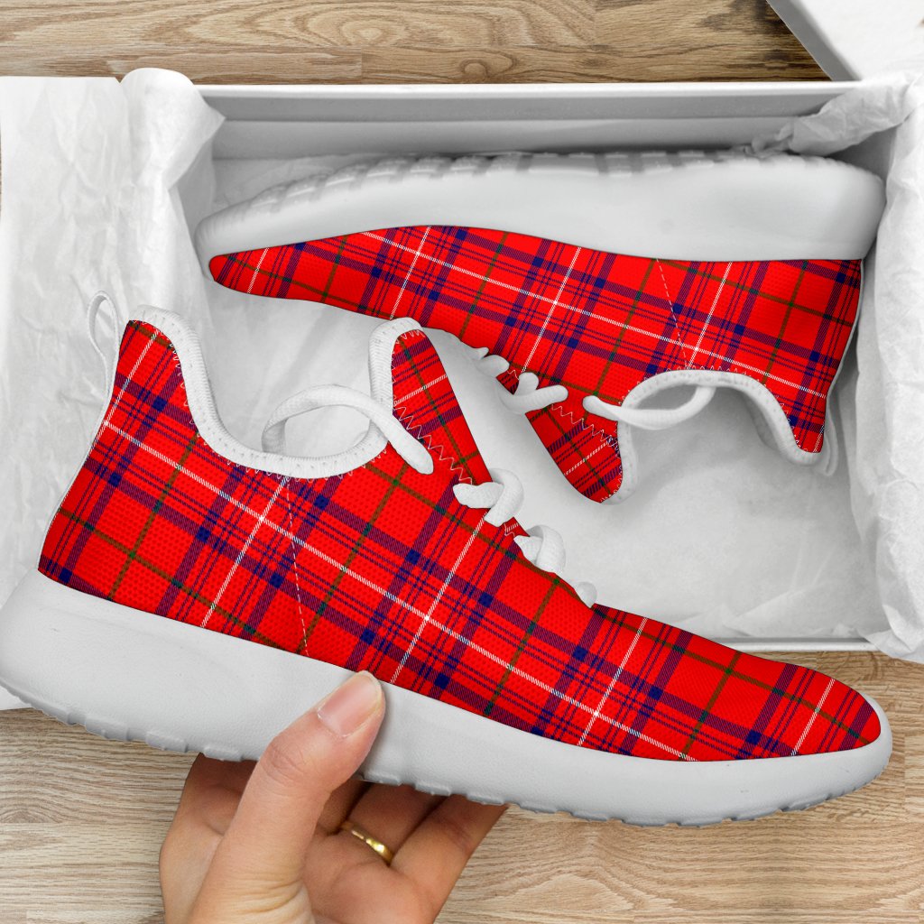 Rose Modern Tartan Plaid Mesh Knit Sneakers