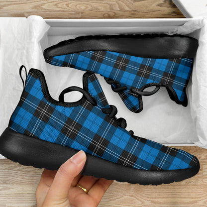 Ramsay Blue Ancient Tartan Plaid Mesh Knit Sneakers