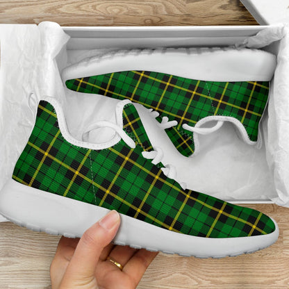 Wallace Hunting - Green Tartan Plaid Mesh Knit Sneakers