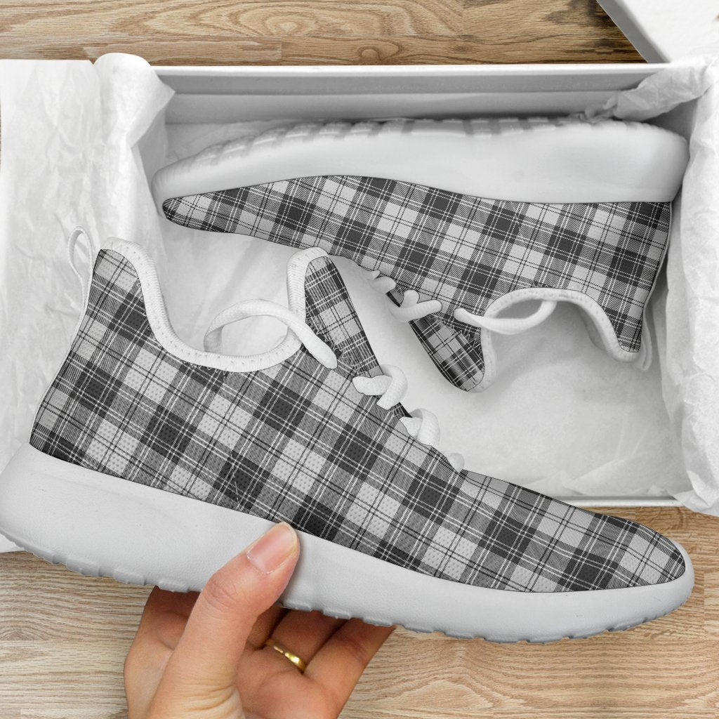 Douglas Grey Modern Tartan Plaid Mesh Knit Sneakers