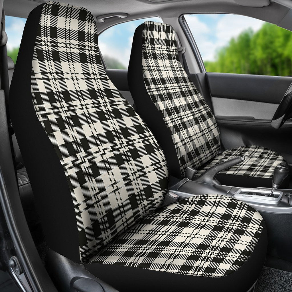 Scott Black White Ancient Tartan Plaid Car Seat Cover