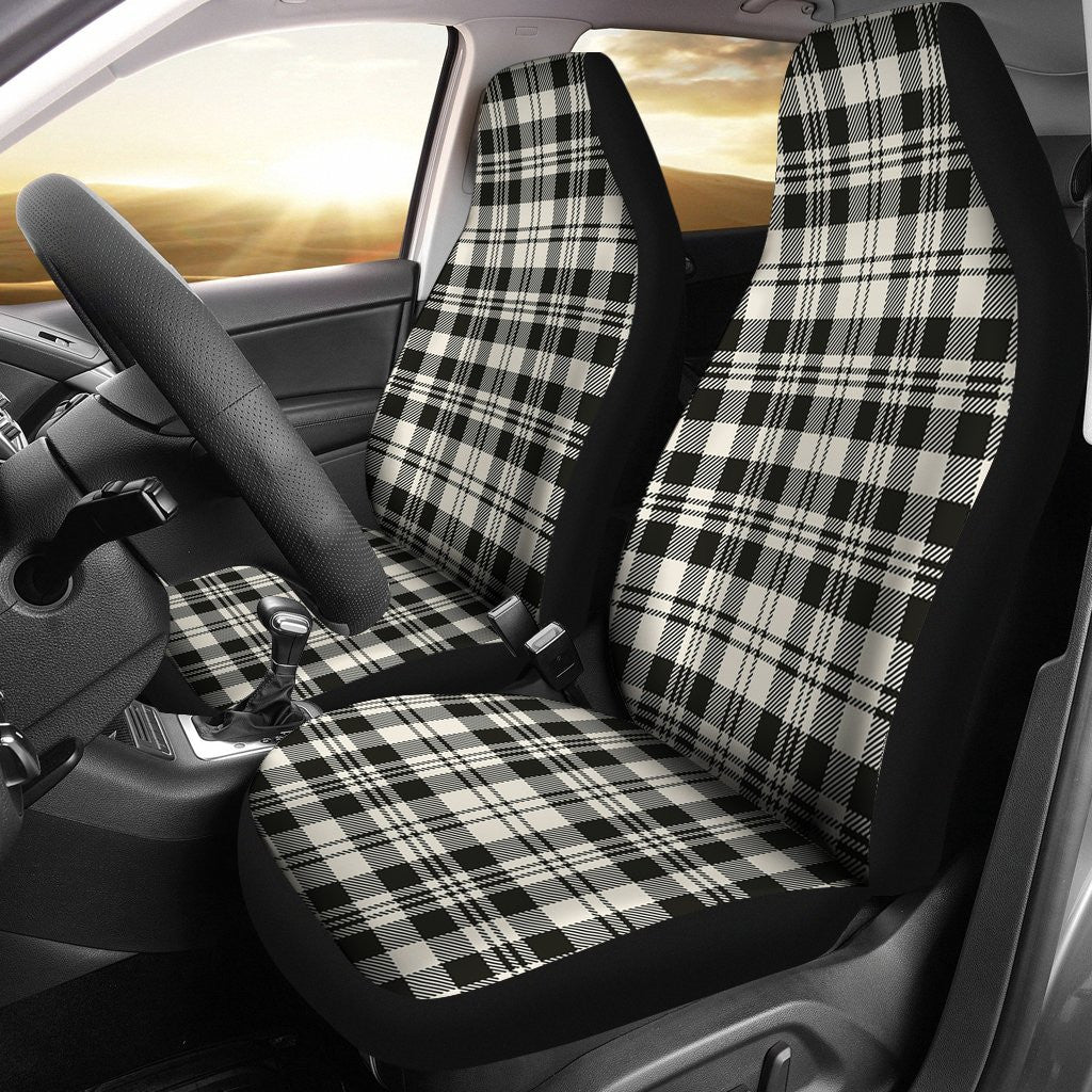 Scott Black White Ancient Tartan Plaid Car Seat Cover