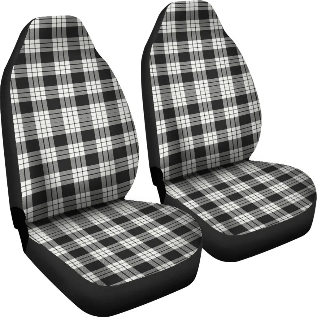 Macfarlane Black _ White Ancient Tartan Plaid Car Seat Cover