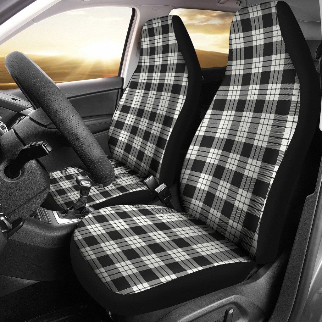 Macfarlane Black _ White Ancient Tartan Plaid Car Seat Cover