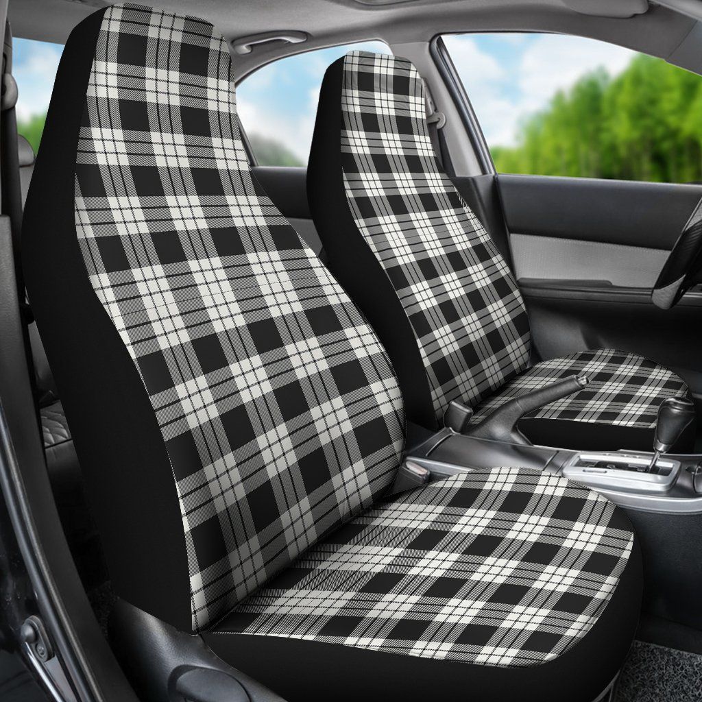 Macfarlane Black _ White Ancient Tartan Plaid Car Seat Cover