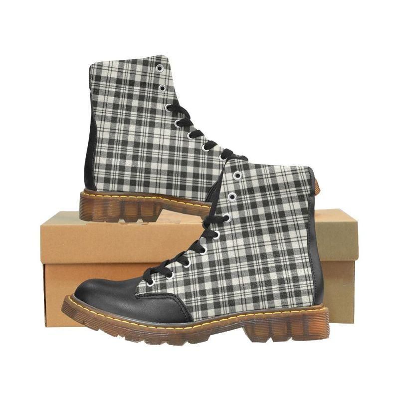 Scott Black & White Ancient Tartan Plaid Apache Boots