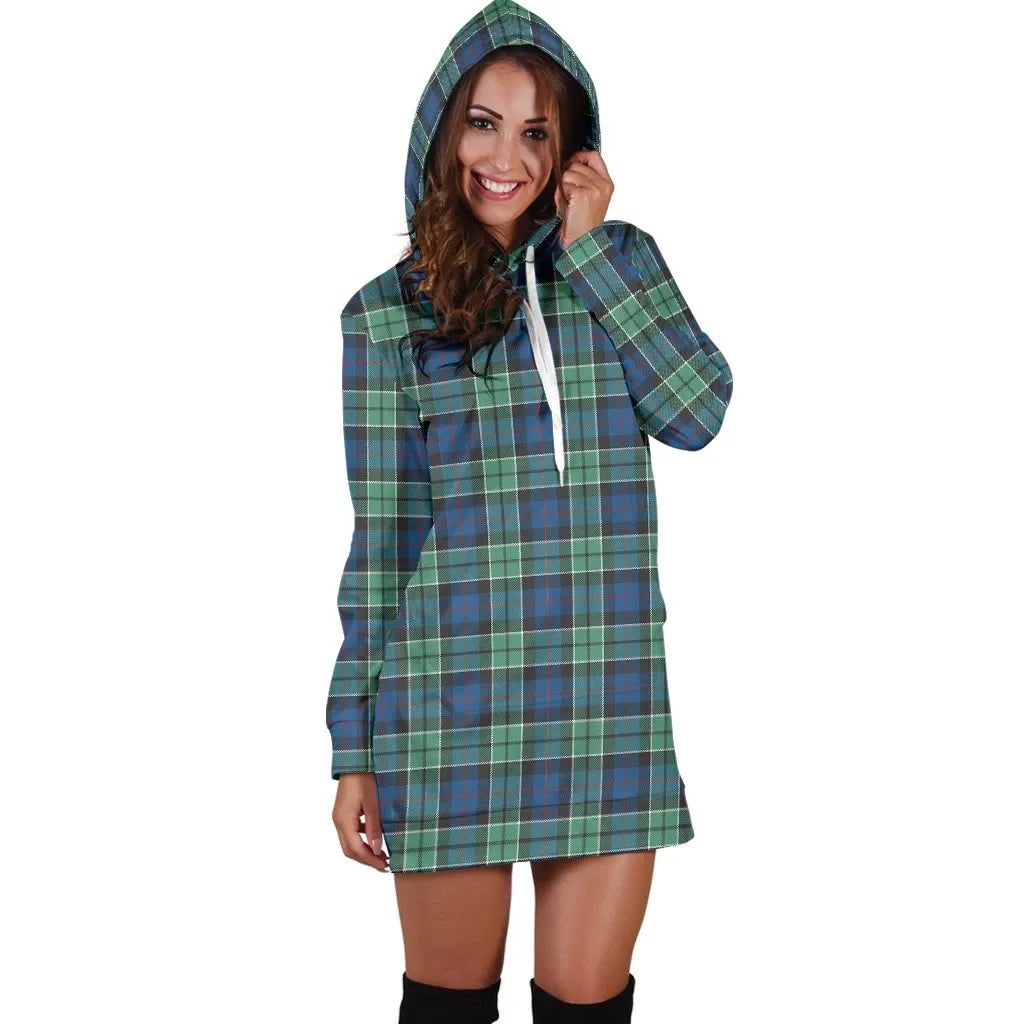 Leslie Hunting Ancient Tartan Plaid Hoodie Dress