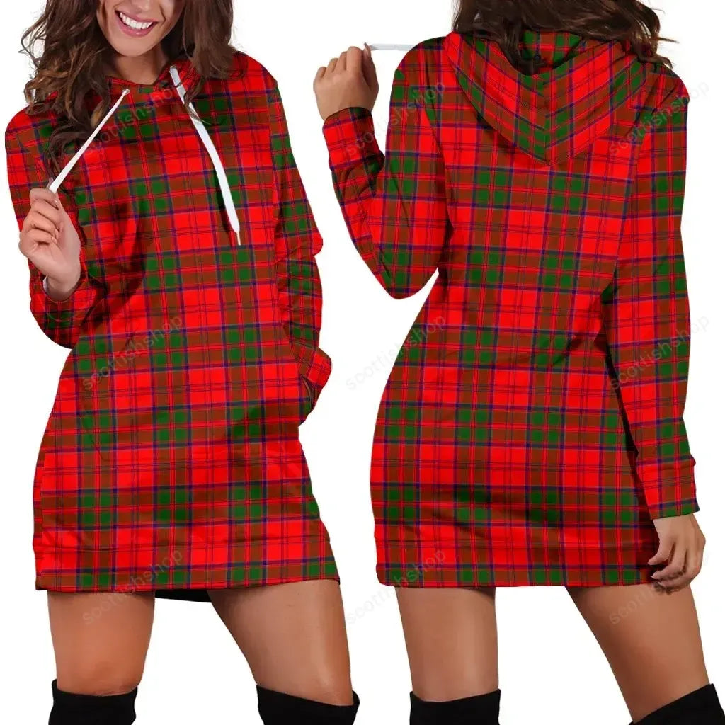 Grant Modern Tartan Plaid Hoodie Dress